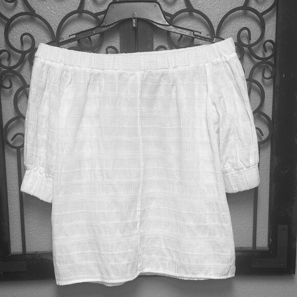 Zara Basic white Bardot off the shoulder blouse - Picture 2 of 4